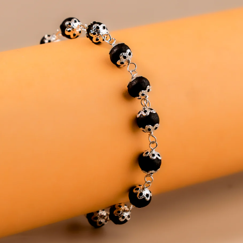 Mahadev Puja Store 100% Original Karungali silver Bracelet 8MM